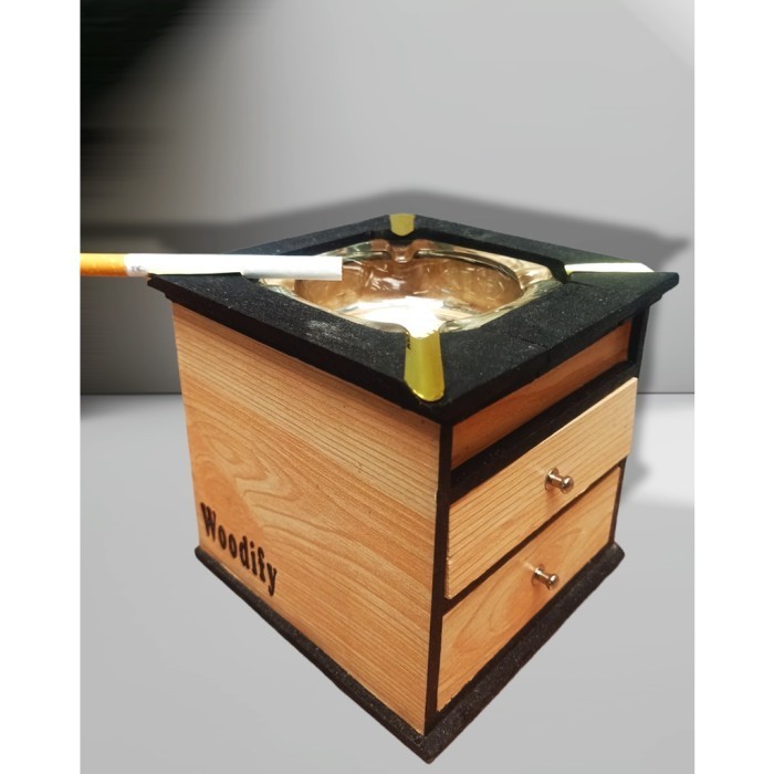Asbak Aesthetic Kaca Asbak Kayu Fullset Dengan Lemari Kayu