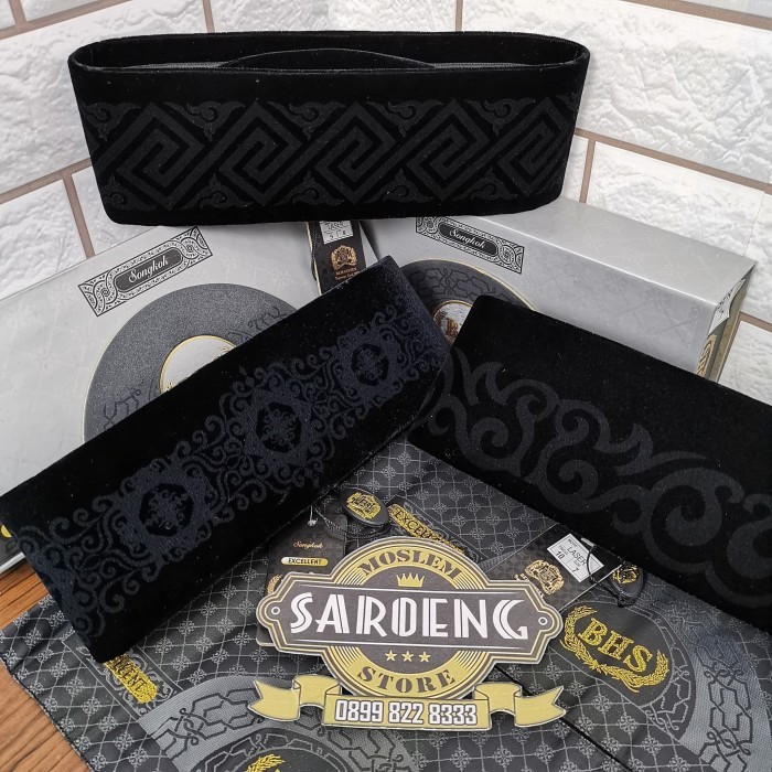 Peci Songkok Bhs Excellent Bludru Hitam Bordir Laser