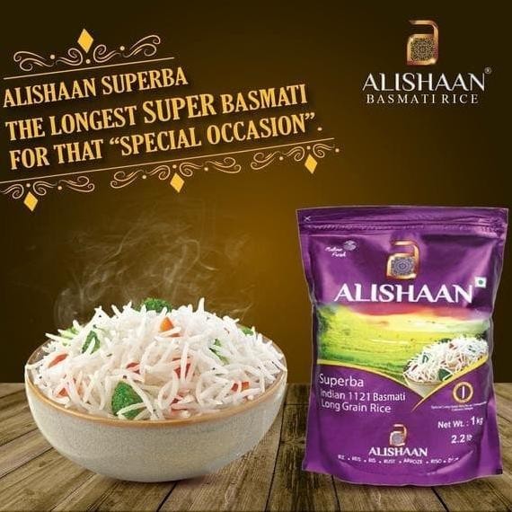 

Basmati Rice | Beras Basmati Alishaan 1 KG | Made in India | 0% Sugar GBM