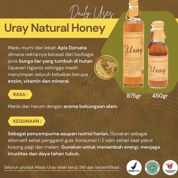 

MADU URAY NATURAL HONEY 875GRAM GRADE A MADU MURNI ALAMI MADU HUTAN