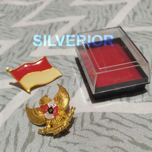 Pin Lencana Bros Logo Garuda Pancasila Merah Putih Logam