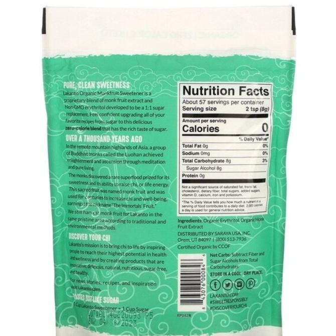 

Lakanto Organic Monkfruit Sweetener Pengganti Gula 454 Gram