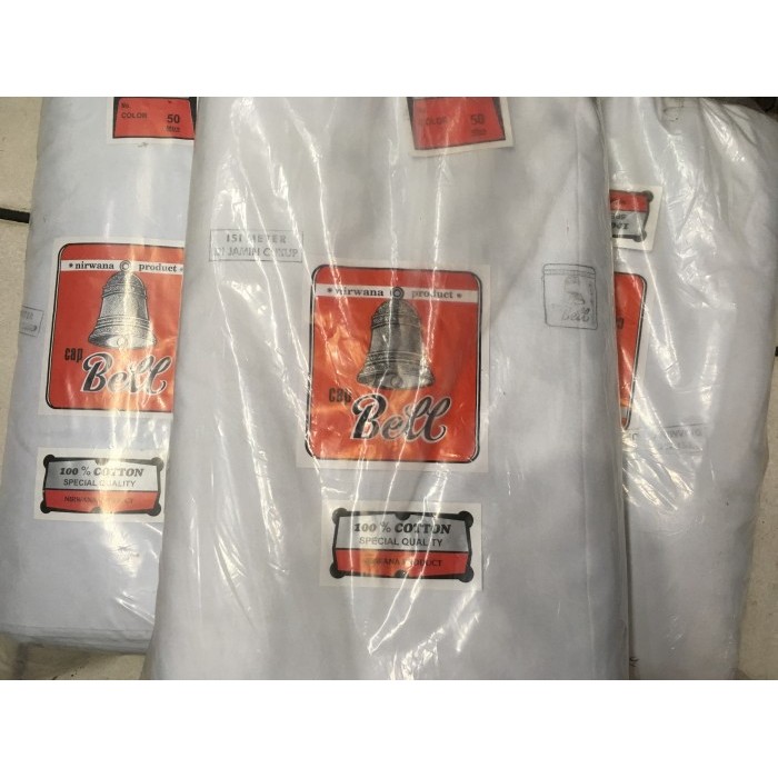 Kain bahan Mori Putih cap Bell 1 roll