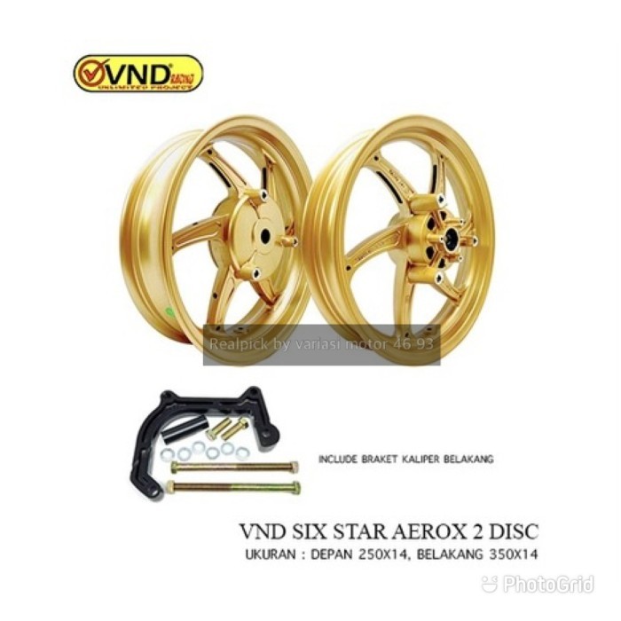 velg vnd six start aerox double disc aerox old velg aerox cakram rear
