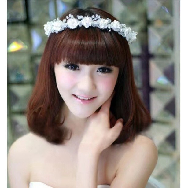 Mahkota - New CodHeadpiece Hijab/Headpiece Bunga Putih Wanita Untuk Pesta
