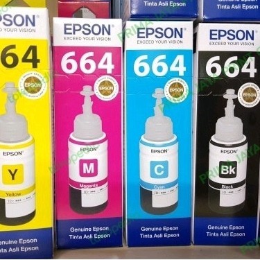 Terbagus Tinta Printer Epson 664 Original For Ink L100 L210 L360 1 Set 4 Warna