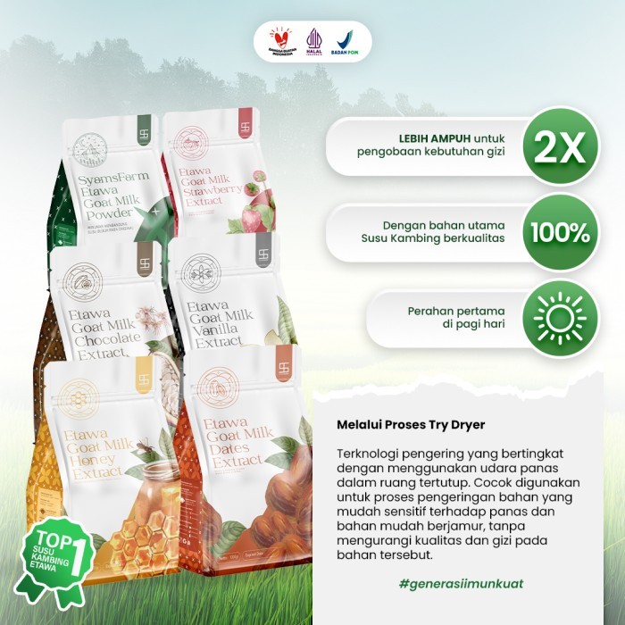 

Preum Susu Kambing Etawa Bubuk Syams 1000 gram Pure Murni Ala