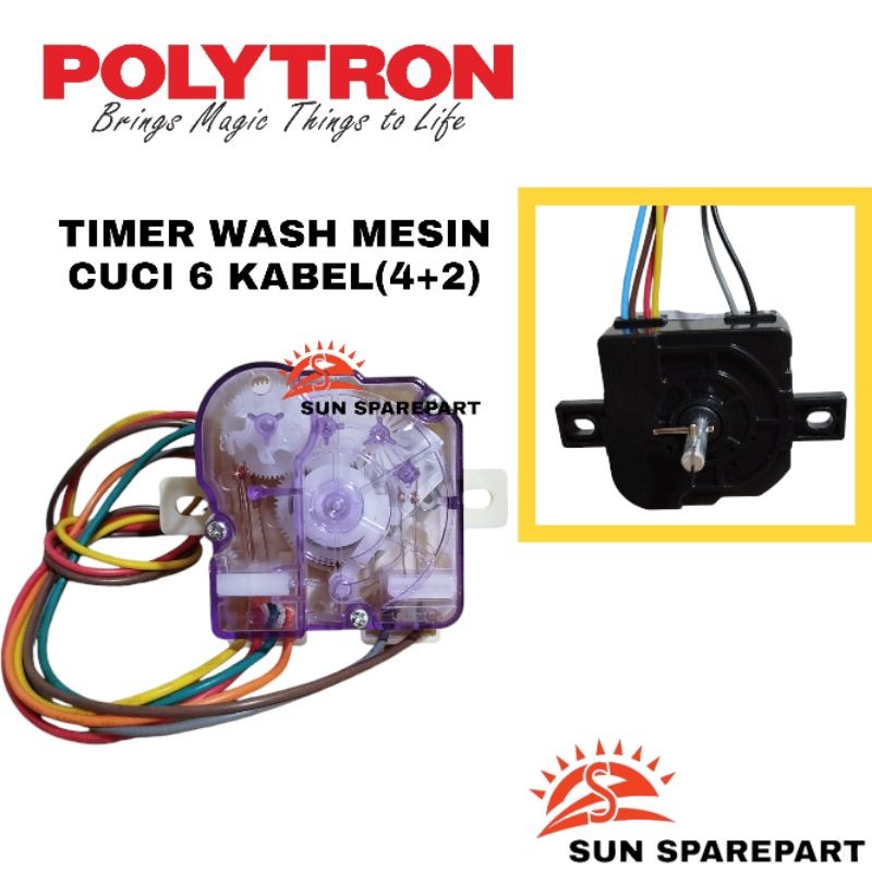 Timer wash 6 kabel timer pencuci mesin cuci Polytron 2 Tabung manual