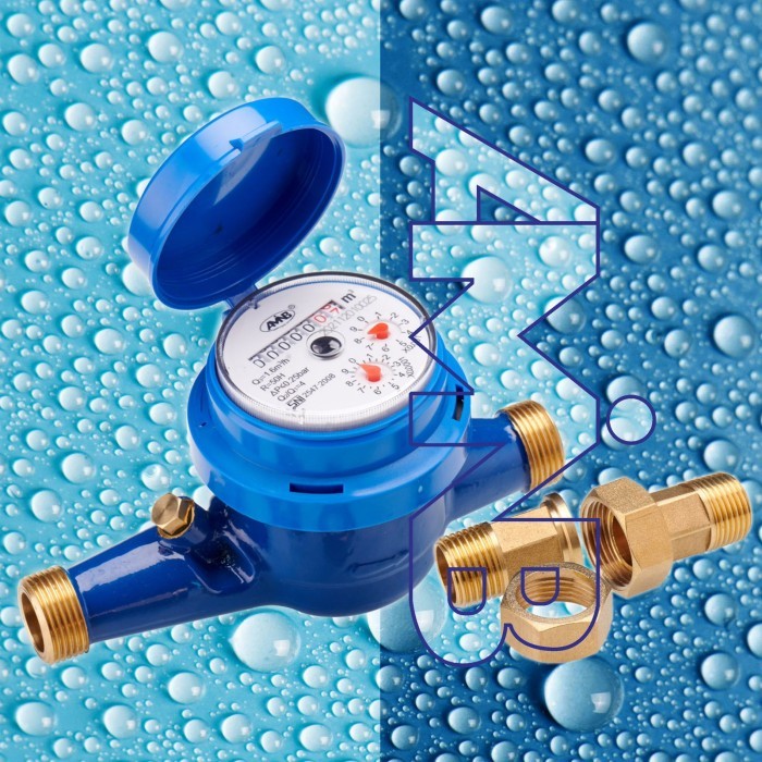 Cuci Gudang Meteran Air Kuningan Sni / Meter Air Pam Body Kuningan Sni Merk Amnb
