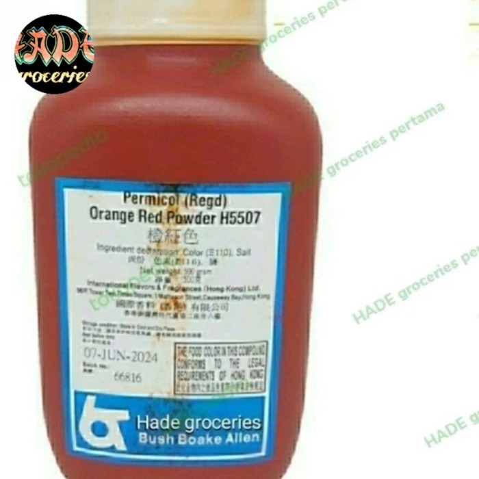 

Bya - Permicol (Regd) Orange Red Powder H5507 Bush Boake Allen 500Gr Haiwong