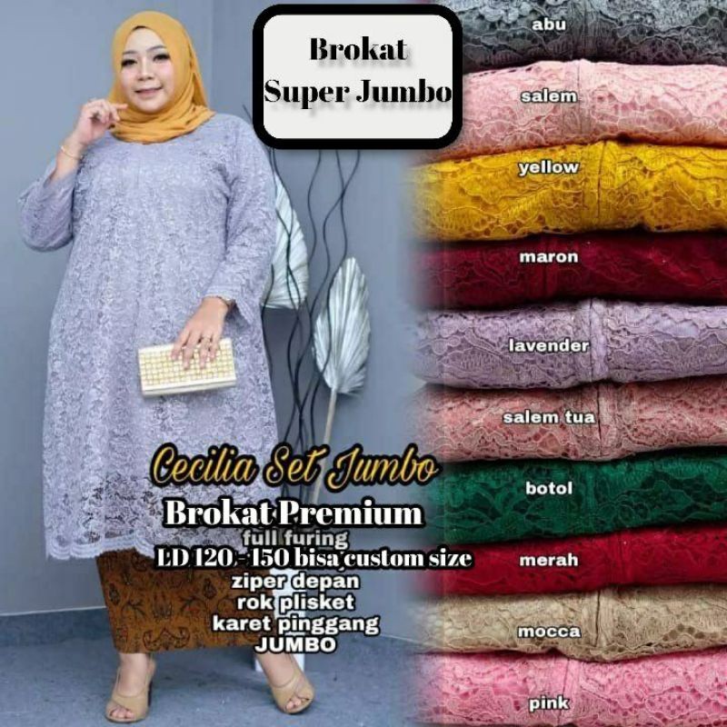 Gamis Abaya Classic Muslim Tunik kebaya brokat LD 150 Super ekstra jumbo / kebaya brokat LD 100-170/