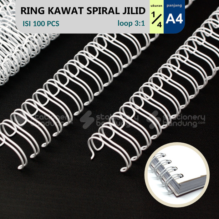 

Sale Ring Kawat Spiral Jilid 1/4 A4 Spiral Wire 1/4 A4 3:1 35Lobang