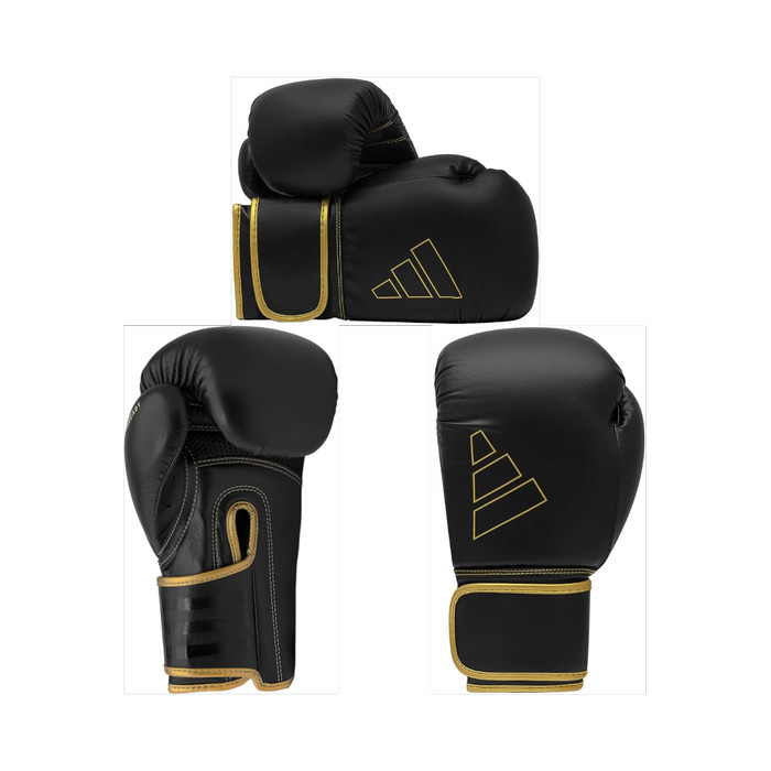 Sarung Tinju Muaythai 12 Oz Adidas Hybrid 80 Black Gold