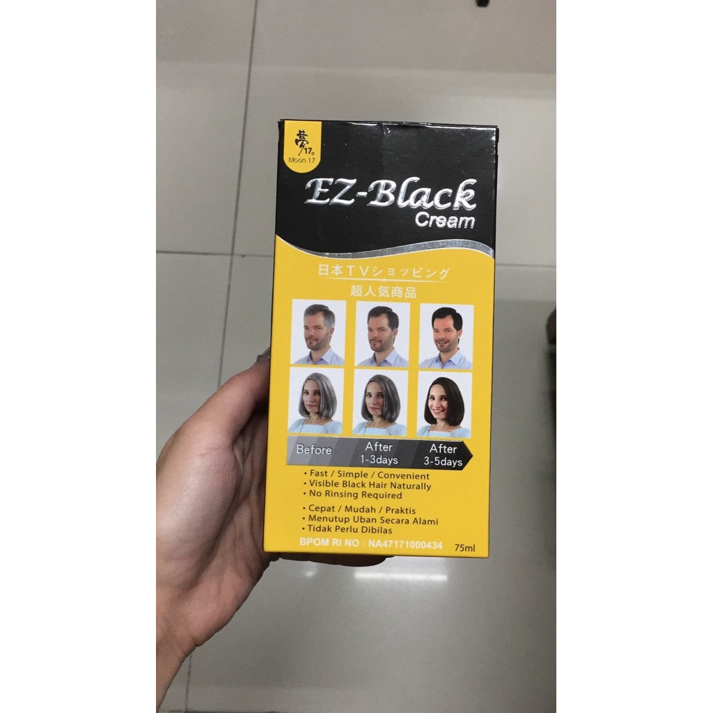 Terbaru Ez Black Cream (Krim Penghitam Rambut/ Penutup Uban Alami) Tanpa Cat