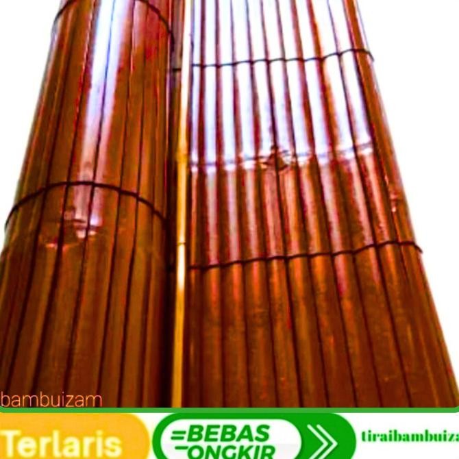 tirai bambu,kerai,krey,kirai,gorden,dekorasi,bambu,di cat coklat