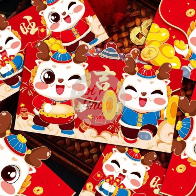 

langsung order saja] Angpao Imlek Naga 2024 Angpau Panjang Dompet H. 3D Shio Naga Grosir