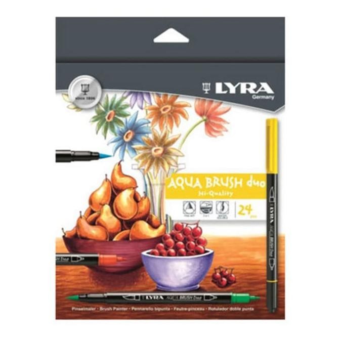 

T E R B A R U Berkualitas Lyra Aqua Brush Duo Dual Pen 24 Colors Set Kuas Mewarnai Coloring