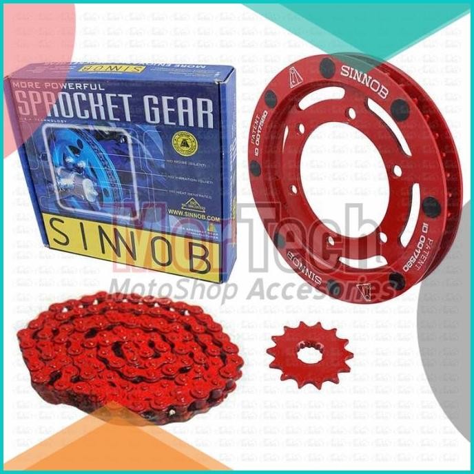 Chain Kit - Gear Set - Gear - Gir Dan Sinnob Colour Chain Merah R25 1