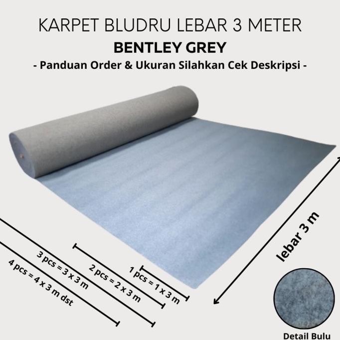 BENTLEY Karpet Non Woven Tebal [METERAN] 1x3 meter GREY Lebar 3 Meter