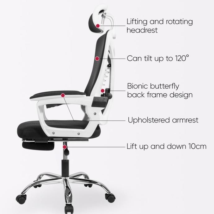 Deli Office Chair / Kursi Kantor Kerja Dengan Sandaran Kaki E4935 .