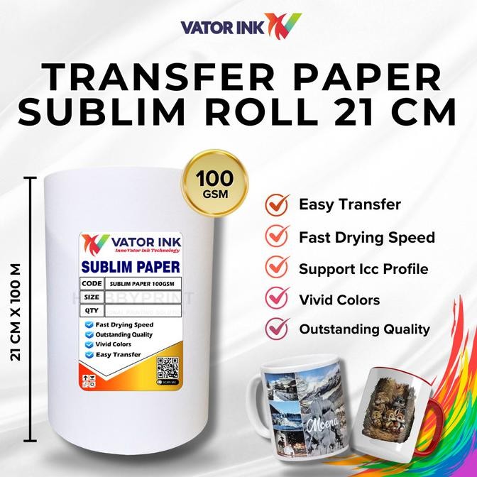 

Kertas Sublim Roll A4 21cmX 100m Quick Dry Warna Pekat Sablon Kaos Mug