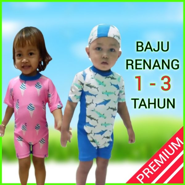 Usia 1-3 Tahun Baju Renang Anak Bayi GAMBAR KARAKTER BONUS TOPI Laki 2 Perempuan Pakaian Berenang