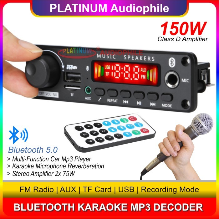Modul Mp3 Amplifier Bluetooth Karaoke Microphone Echo DIY Class D 150W