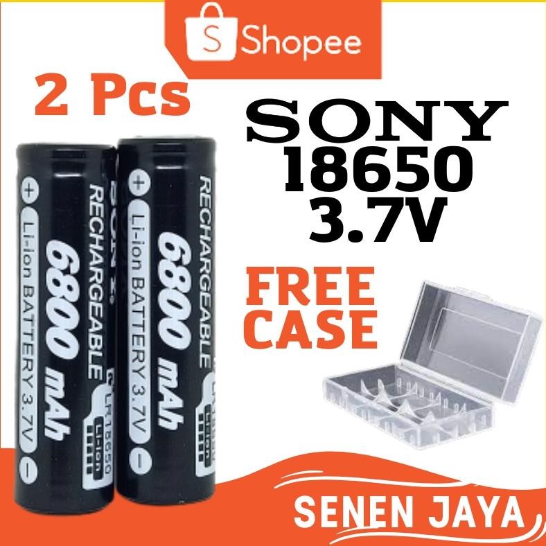 Murah Ekonomis!! 2 Pcs Baterai 18650 3.7V Sony 6800 Flat Top Batre Sony 18650 3.7 Volt 6800 Mah Orig