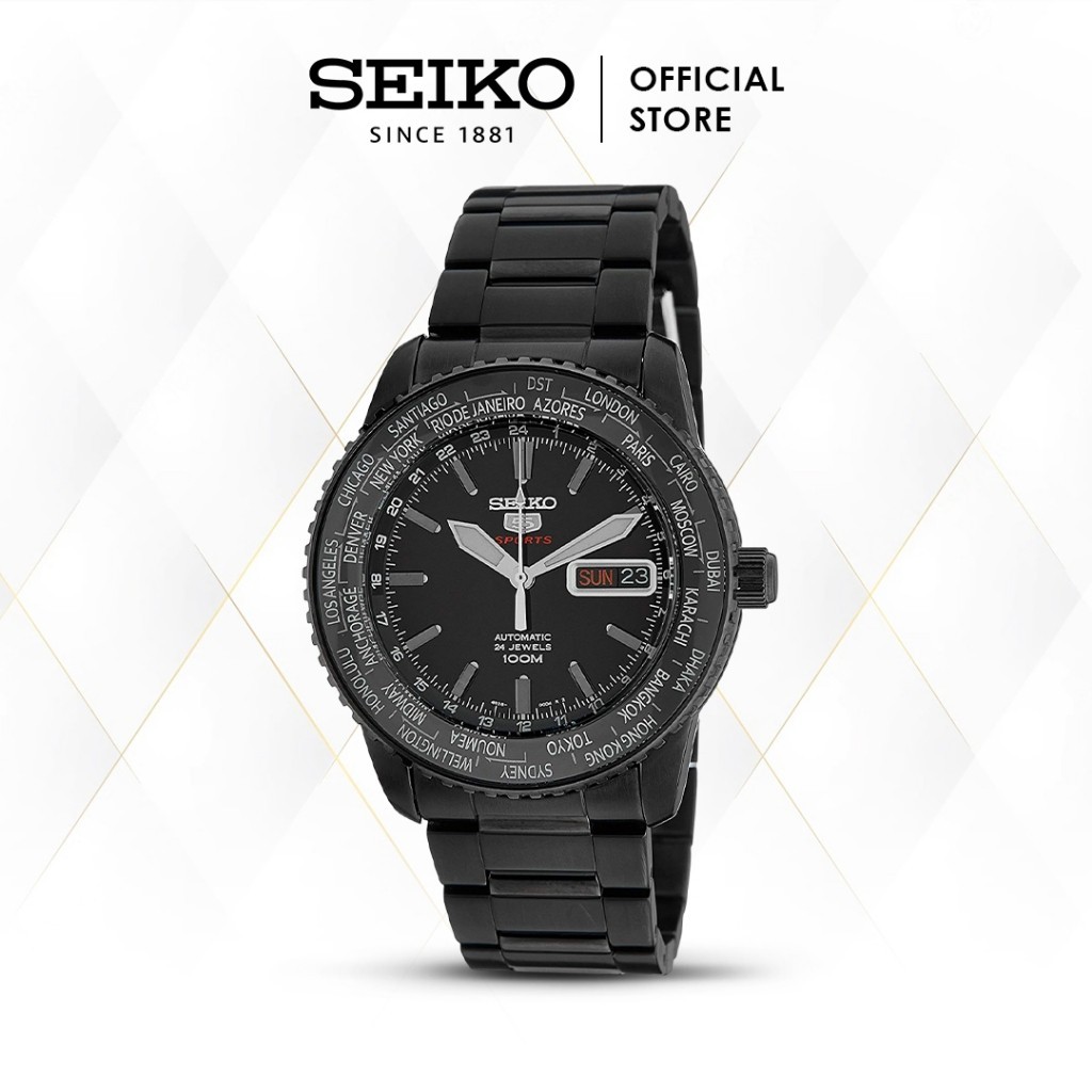 Jam Tangan Pria Seiko 5 Sports SRP129K1 World Time SRP129 Original