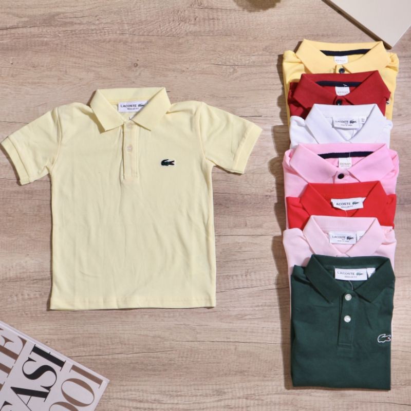 Baju Anak Awet Kaos Polo shirt Anak warna Hijau botol / natal , Putih Bersih , Merah & Navy umur 2 -