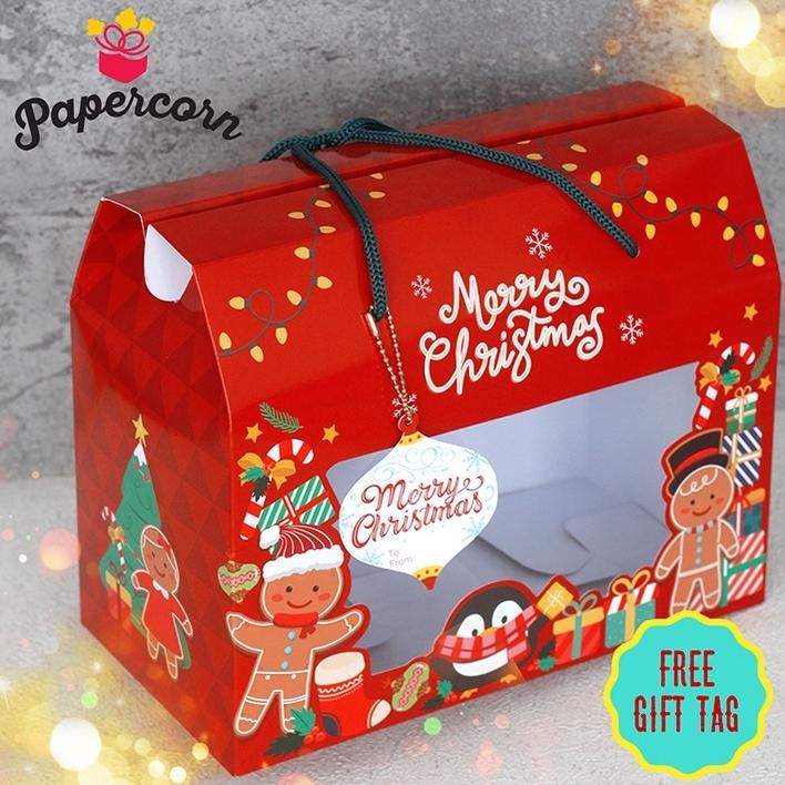 

Ready 10 Pcs Gable Box Natal / Box Crhistmas - Window Gingerbread Uk 24X12X14 Cm Murah