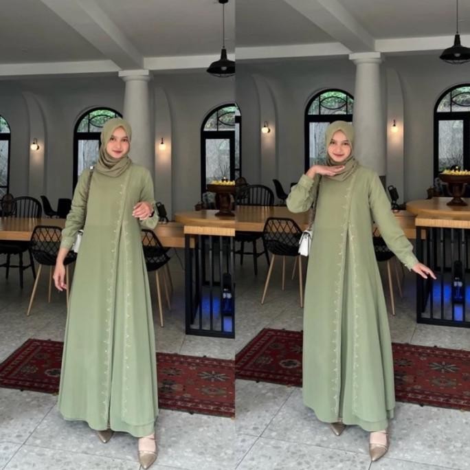 Baju Gamis Muslim Syari Wanita Perempuan Premium Dress Ceruty Acara Pesta Kondangan Mewah Elegan Ter