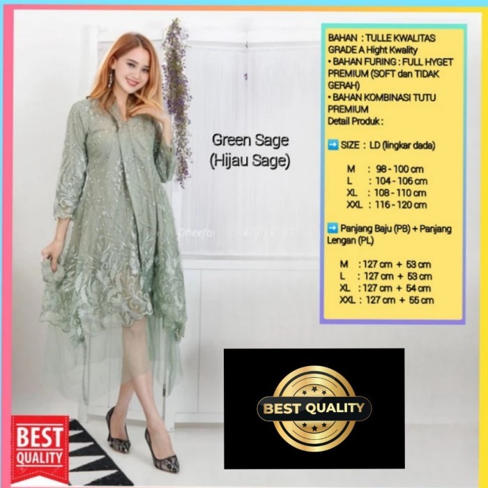 BRG BARU gaun pesta wanita terbaru rachel natal dress korea jumbo hijau sage