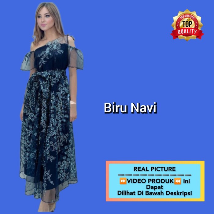 JUAL dress pesta natal wanita brukat gaun perempuan brokat sabrina navi