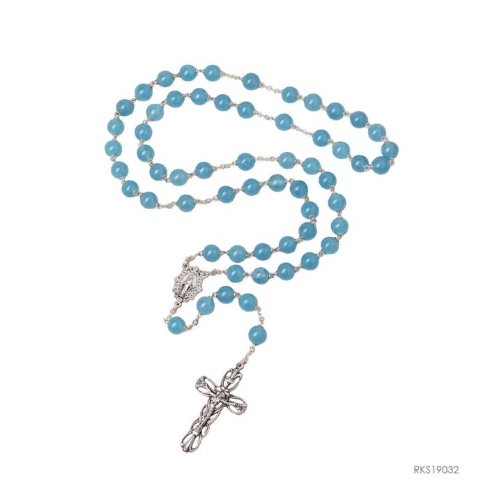 

Rosario Batu Blue Carnelian Maria Miracolosa Rohani Katolik