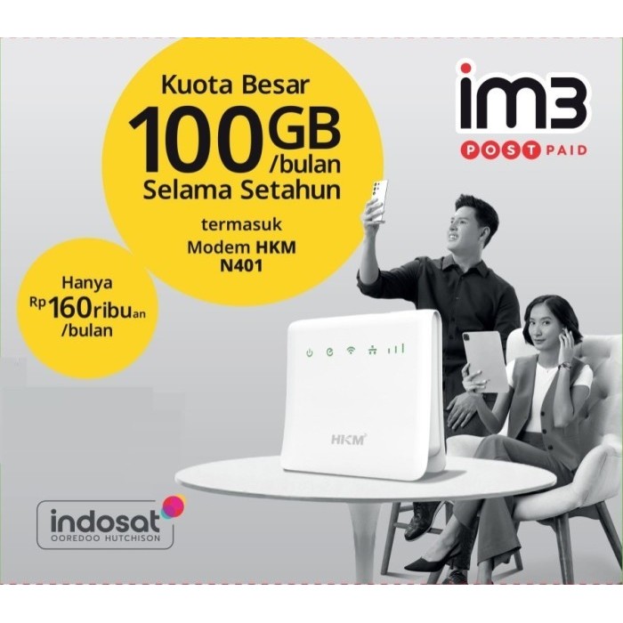 TERBARU HKM N401 MODEM WIFI 4G HIGH SPEED HOME ROUTER BUNDLING INDOSAT IM3