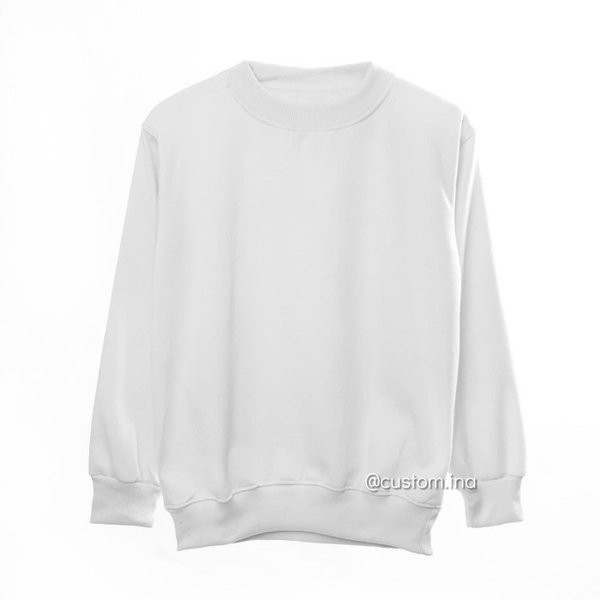 Jaket Sweater CREWNECK Distro PUTiH murah polos custom pria wanita *