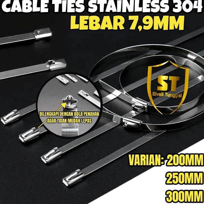 

Ox04 Kabel Ties Lebar 7,9Mm Stainless 304 Panjang 20/25/30Cm Tali Pengikat