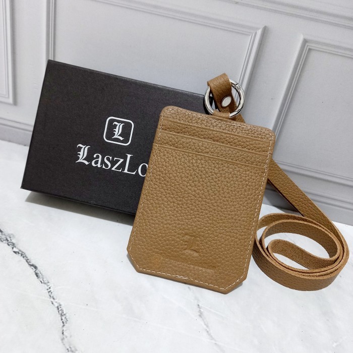 

BISA GRAB! lanyard kulit asli laszlo LZ 811 id card holder genuine leather