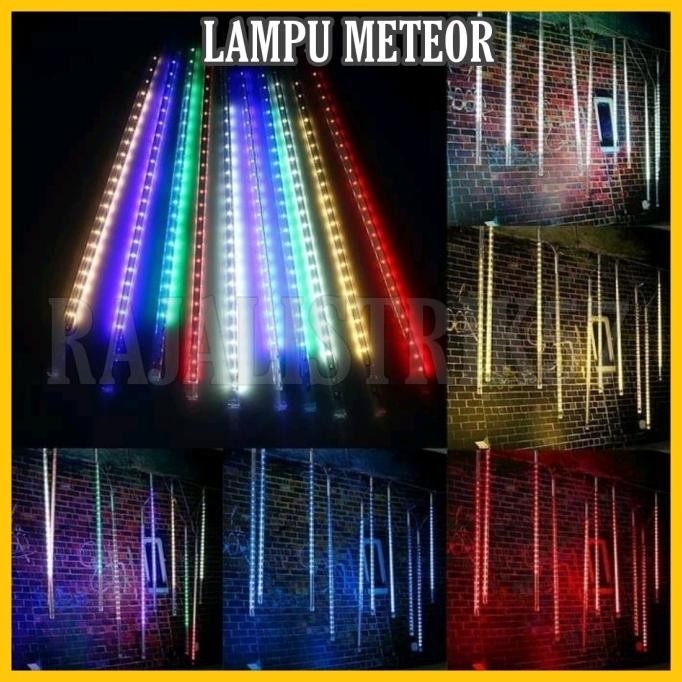 BEBAS ONGKIR - Lampu Meteor Jatuh Isi 8 RGB Meteor LED Warna Warni outdoor