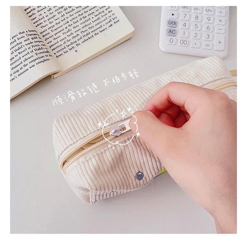 

nl-8 KENSHO Pouch Aesthetic Kain Corduroy Handle Lucu Import / Kotak Pensil Kain / Tempat Makeup / Cute Berkualitas