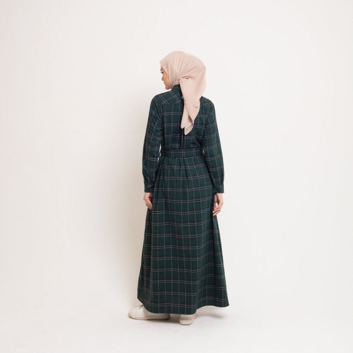 Midi Dress Flannel Dauky L Dress Flannel Full Kancing Depan Terbaru