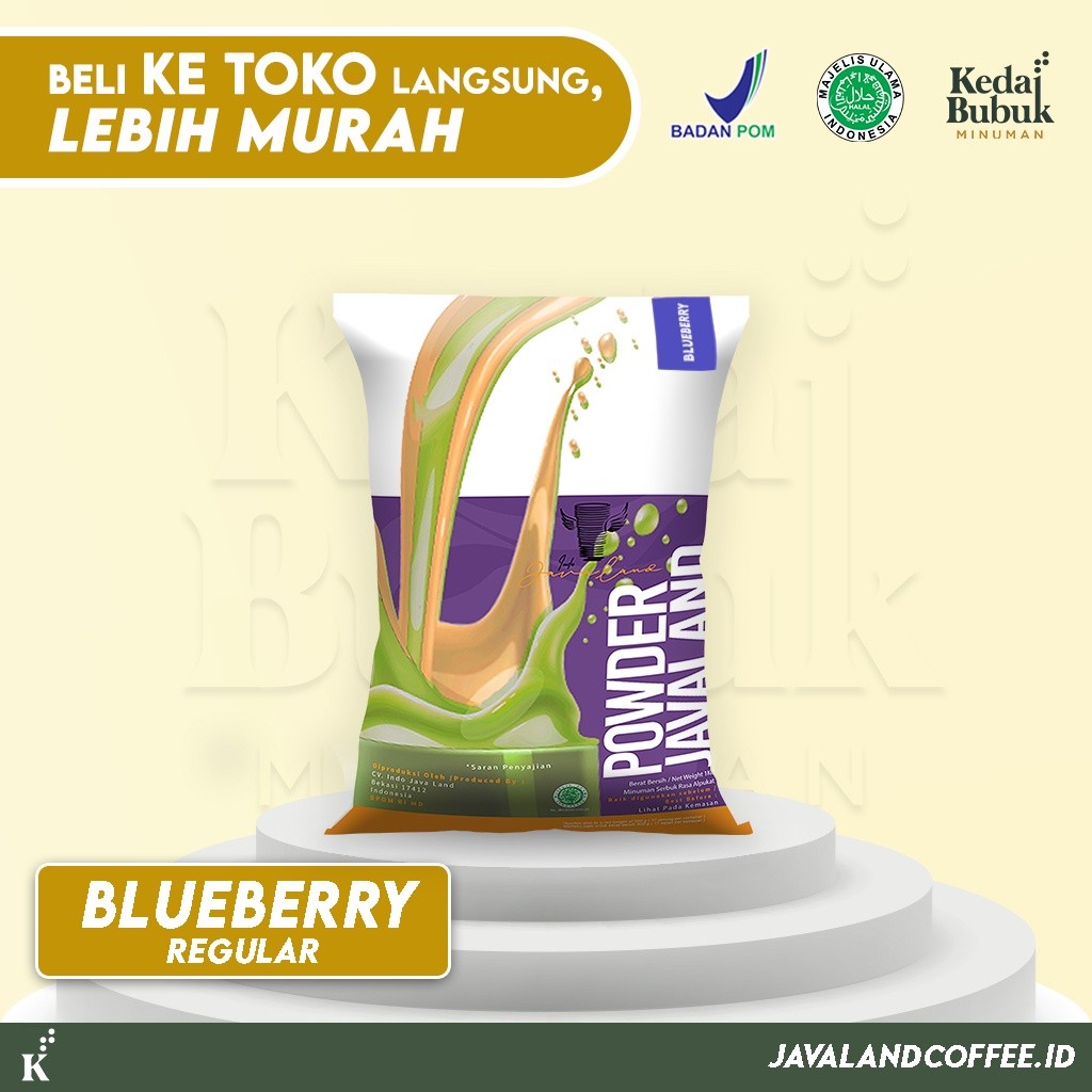 

Javaland Bubuk Minuman Rasa Blueberry 1Kg - Regular Plain | Bubble Powder Drink Boba