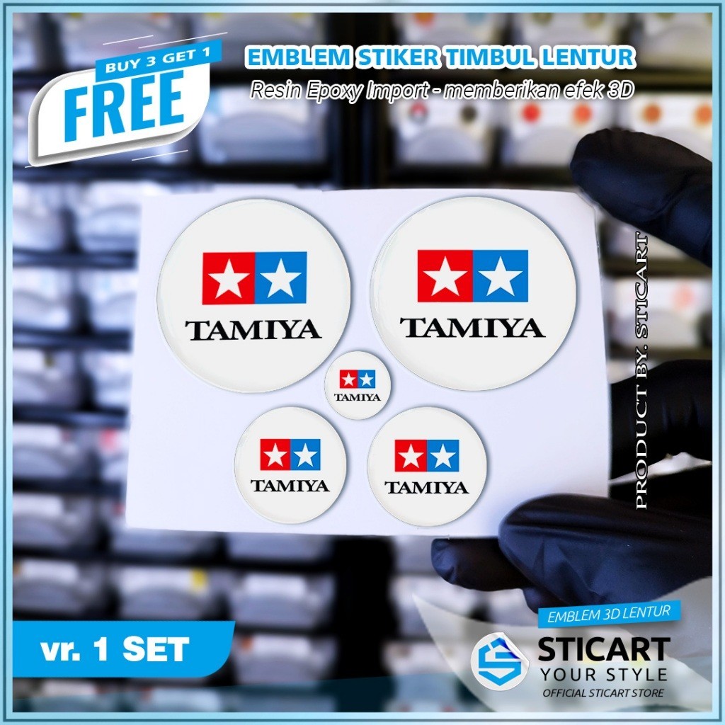EMBLEM TAMIYA PUTIH TIMBUL STIKER MOTOR SET AEROX NMAX XMAX LEXI 3D EMBLEM TIMBUL LENTUR
