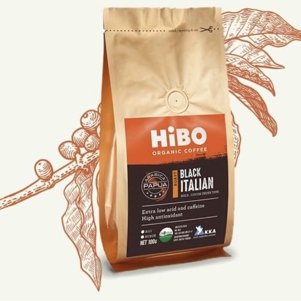 

Kopi Hibo Organic Coffee Bla Italian Roast Bean Biji 200 Gram