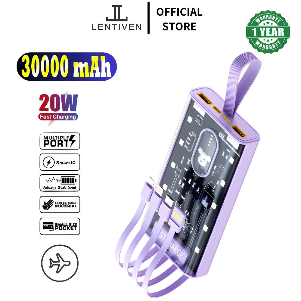 Powerbank Fast Charging 30000 Mah 4 Kabel Cute Led Portable Fast Charger Powerbank Murah Wireless