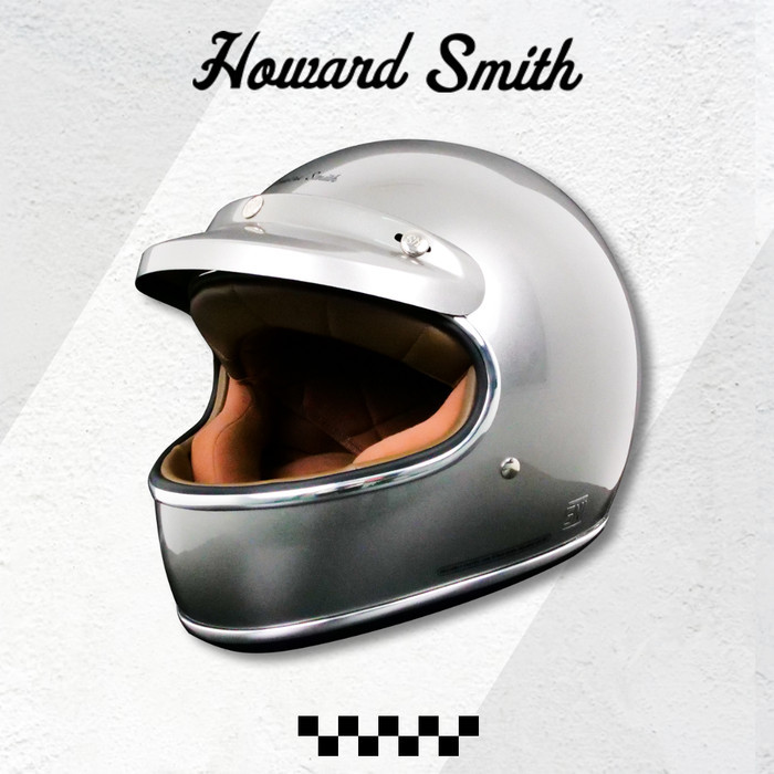 Howard Smith Racer Retro Helm Full Face - Silver Met