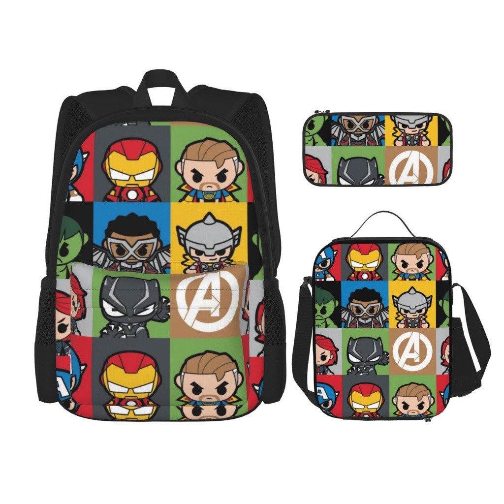 

Ransel Marvel Tas Sekolah Kanvas Kartun Pelajar Tas Makan Siang Kotak Pensil Tas Sekolah Pria dan Wanita Tiga Potong |BE32D06D|