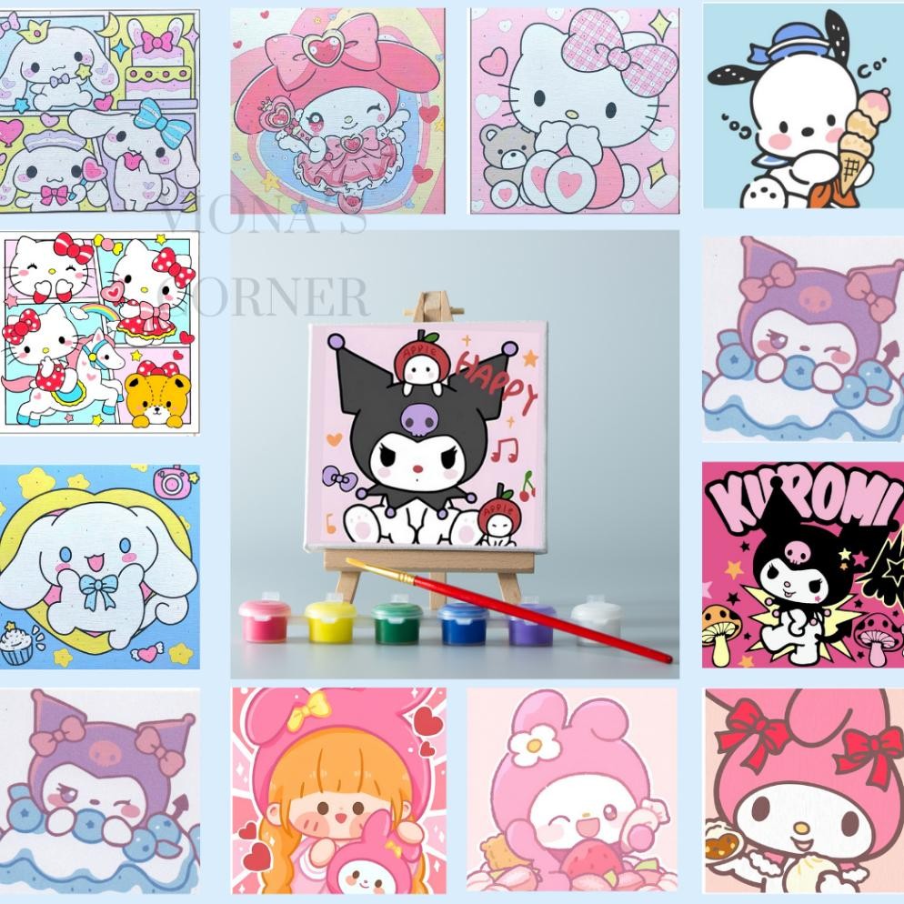 

TERLARIS Paint By Number Canvas Painting By Number / Melukis Mewarnai Kanvas Karakter Edukasi Anak Sanrio Kuromi Cinamonroll Helo Kitty gd-12
