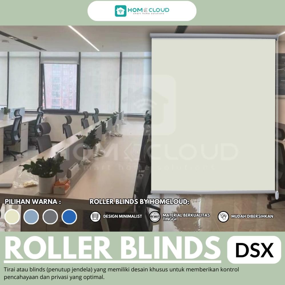 Roller Blinds DSX Otomatis - Tirai Gulung - Tirai Elektrik - Tirai Jendela - Gorden Kantor